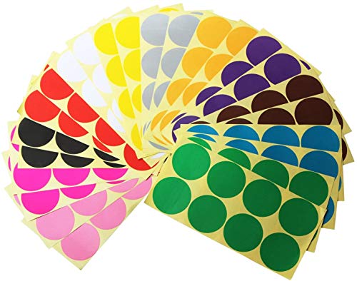 Runde Punktaufkleber,Farbetiketten 50mm Dot Klebepunkte 16 Farben/Blatt Farbkodierung Etikette 120 Stück Markierungspunkte von Rmeet