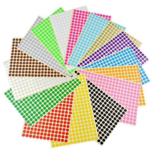 Runde Punktaufkleber,Farbetiketten 6mm Dot Klebepunkte 16 Farben/Blatt Farbkodierung Etikette 6120 Stück Markierungspunkte von Rmeet