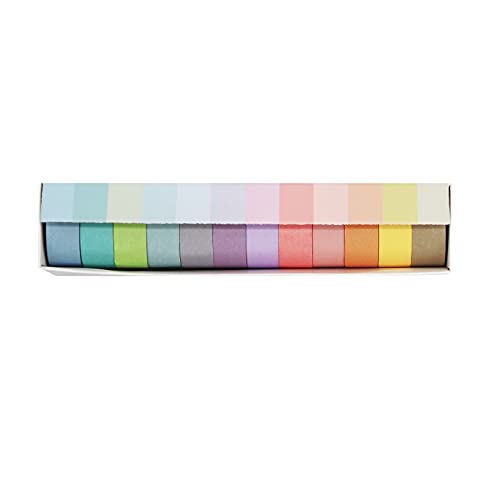Washi Tape Set,Basteln Tape 12 Rollen Dekorative Klebebänder Regenbogen Papierklebebänder für Scrapbooking DIY Geschenkverpackung 15mm von Rmeet