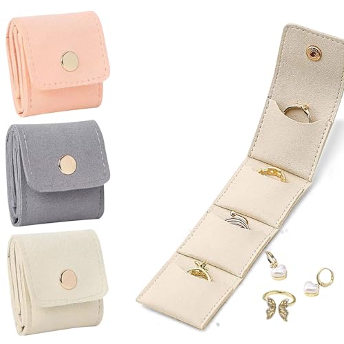 RnemiTe-amo Mini-Reise-Schmuckbeutel, Mini-Reise-Schmuck-Rolltasche mit Schnalle, faltbar, multifunktional, Reise-Schmuckbeutel, kleine Schmuckschatulle für Ohrringe, Ringe, Halsketten, 3 Stück RnemiTe-amo Mini-Reise-Schmuckbeutel, Mini-Reise-Schmuck-Rolltasche mit Schnalle, faltbar, multifunktional, Reise-Schmuckbeutel, kleine Schmuckschatulle für Ohrringe, Ringe, Halsketten, 3 Stück von RnemiTe-amo
