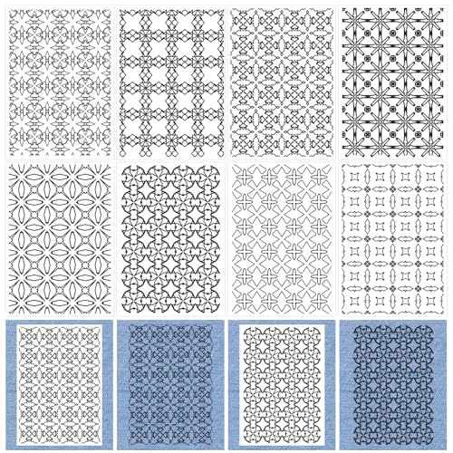 Rngmsi Wasserlösliche Stickmuster – 8 Blatt Stick- und Stich-Stickpapier-Designs, Sashiko-Vorlage, Transferpapier-Stabilisatoren für Handnähliebhaber Rngmsi Wasserlösliche Stickmuster – 8 Blatt Stick- und Stich-Stickpapier-Designs, Sashiko-Vorlage, Transferpapier-Stabilisatoren für Handnähliebhaber von Rngmsi