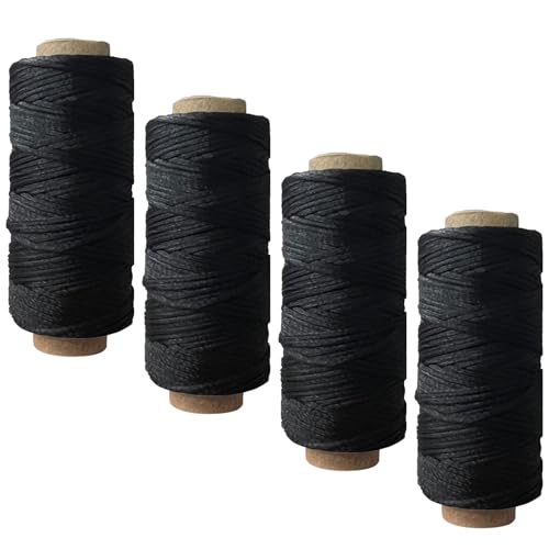 Rnigra 120 m gewachstes Garn, 0,8 mm 150D Lederfaden, zum Nähen von Leder, für Polster, Taschen, Buchbinden, Schuhreparatur, Basteln, gewebte Armbänder usw. (schwarz) von Rnigra