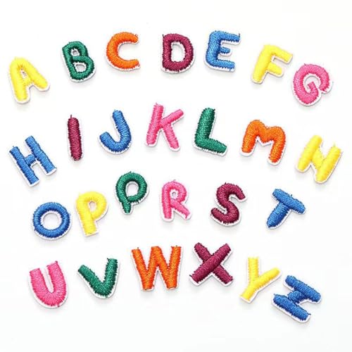 Rnigra 26 Stück Buchstaben-Aufnäher für Kleidung, Mini-Stoffbuchstaben, Alphabet, bestickter Aufnäher A-Z, Anwendung für DIY-T-Shirts, Leinentaschen und Jeans von Rnigra
