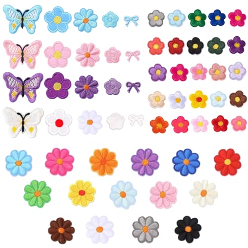 Rnigra Aufnäher zum Aufbügeln für Kleidung, Schmetterling, Blume, Mini-Schleife, Stickerei-Flicken für Rucksäcke, Kleidung, Kleid, Hut, Jeans, Schuhe, 57 Stück Rnigra Aufnäher zum Aufbügeln für Kleidung, Schmetterling, Blume, Mini-Schleife, Stickerei-Flicken für Rucksäcke, Kleidung, Kleid, Hut, Jeans, Schuhe, 57 Stück von Rnigra
