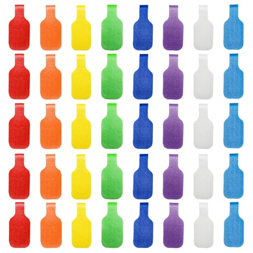 Rnigra Kabel-Etiketten, 8 Farben, zum Beschriften, wasserdicht, reißfester Draht, wiederverwendbar, groß, Kunststoff-Klettverschluss für Ladekabel-Management und Identifizierung, 40 Stück von Rnigra