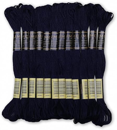 Rnigra Schwarzes Stickgarn, 50 Stück, Stickgarne, Stickgarn mit 10 Stickspulen, Freundschaftsarmbandgarn, Kreuzstichgarn, ideal für Kunst und Handwerk (schwarz) von Rnigra