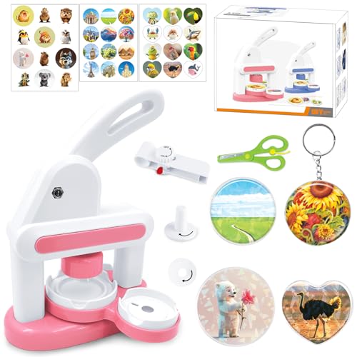Buttonmaschine Mehrere Größen DIY Button Press Machine Neueste Pin Badge Making Kit mit 86 Kunststoff-Button-Teilen, Kreisschneidern für Party und Geschenke von Rntfunre