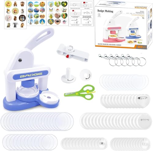 Rntfunre Buttonmaschine Set, Button Badge Press Maschine Mehrere Größen DIY Button Press Machine Neueste Pin Badge Making Kit mit 86 Kunststoff-Button-Teilen, Kreisschneidern für Party und Geschenke Rntfunre Buttonmaschine Set, Button Badge Press Maschine Mehrere Größen DIY Button Press Machine Neueste Pin Badge Making Kit mit 86 Kunststoff-Button-Teilen, Kreisschneidern für Party und Geschenke von Rntfunre