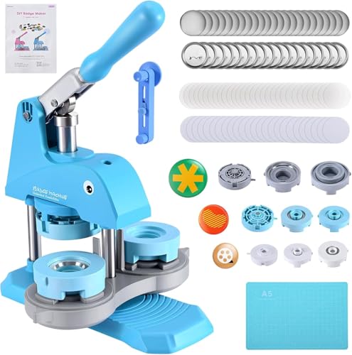 Rntfunre Buttonmaschine Set, Pin Badge Maker mit 36 Badges, Stanzwerkzeug und Zubehör, Verschiedene Größen 35mm/55mm von Rntfunre