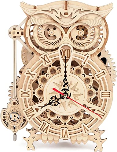 RoWood 3D Puzzle Eule Uhr Modellbau aus Holz mit Timer - DIY Holzpuzzle Modellbausatz Bastelsets für Erwachsene - Handwerk Holzbausatz Geschenk zum Geburtstag/Weihnachten von RoWood