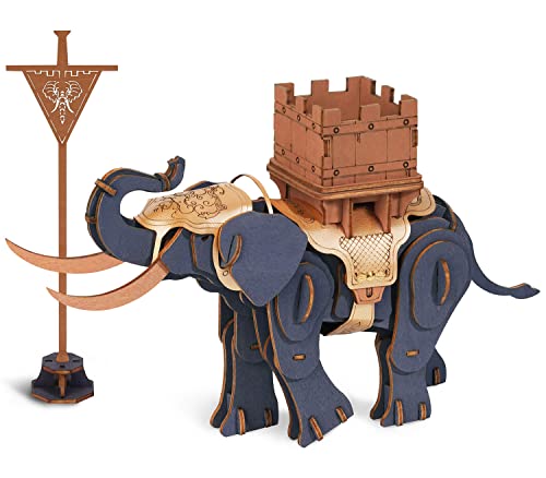 RoWood 3D Puzzle Elefant Modellbau aus Holz, DIY Kriegselefant Tier Modellbausatz, Holzpuzzle Holzbausatz Geschenk für Erwachsene und Kinder von rowood