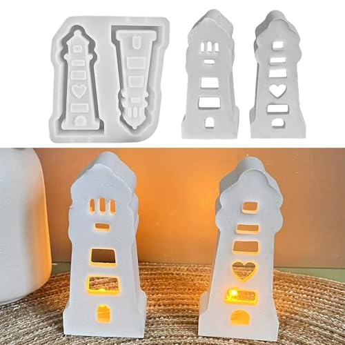 DIY Silikonformen Gießformen Maritim, 2 Stück Silikonform Leuchtturm Gips zum Gießen Lichthäuser Silikonform Haus Gießformen Silikon Leuchtturm Gießform Häuser Gießform Leuchtturm von RoYukaa