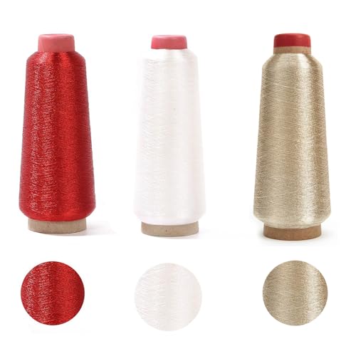 Kreuzstich Fäden Metallic Stickgarn,RoadLoo 3 Rollen Metallisch Faden Glitzer Stickgarn Stickerei Zahnseide-Kreuzstichfaden für Computerized Stickerei und Dekoratives Nähen Dekoration (Rot) Kreuzstich Fäden Metallic Stickgarn,RoadLoo 3 Rollen Metallisch Faden Glitzer Stickgarn Stickerei Zahnseide-Kreuzstichfaden für Computerized Stickerei und Dekoratives Nähen Dekoration (Rot) von RoadLoo