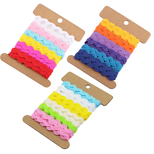 Polyester Trim Bänder,RoadLoo 3 Rolle Nähen Bänder Band Wellenförmiges Band Nähgarnituren S Form Stoff Spitze DIY Bekleidungszubehör für Taschen Nähzubehör Kleidung Scrapbooking Geschenkbänder von RoadLoo