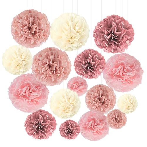 Pompons Deko,RoadLoo 16er Blush Rosa Hängende Papier Pom Poms Seidenpapier Pompons Papier Blume Hochzeit Deko Tischdeko Kommunion Babyparty für Pink Bachelorette Geburtstag Party Dekorationen Pompons Deko,RoadLoo 16er Blush Rosa Hängende Papier Pom Poms Seidenpapier Pompons Papier Blume Hochzeit Deko Tischdeko Kommunion Babyparty für Pink Bachelorette Geburtstag Party Dekorationen von RoadLoo