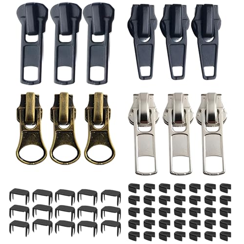 Reißverschluss Reparatur Set,RoadLoo 62 Stück Ersatz Zipper für ReißVerschluss Schieber Reisverschluss-Reparaturset Reißverschluss-Zipper Reisverschlußreparatur Set für Jacken Taschen Mantel(#5) von RoadLoo
