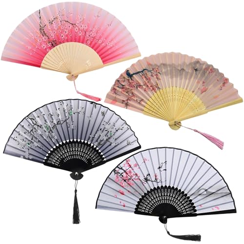 RoadLoo Fächer, 4 Stück Fächer Hochzeit Handfächer mit Quaste Klappbarer Handventilator Fecher Sommer Hochzeit Hand Fan Asiatische Deko für Geburttag Party Wedding Fotografie Wand Dekoration RoadLoo Fächer, 4 Stück Fächer Hochzeit Handfächer mit Quaste Klappbarer Handventilator Fecher Sommer Hochzeit Hand Fan Asiatische Deko für Geburttag Party Wedding Fotografie Wand Dekoration von RoadLoo