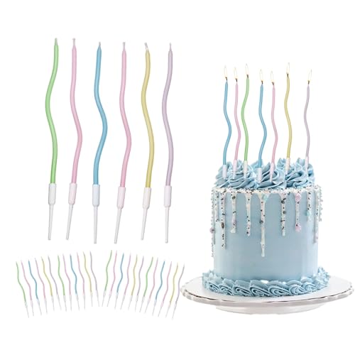 Metallic Geburtstagskerzen,RoadLoo 48 Stk Spiral Geburtstagstorte Cupcake Kerzen Rauchlose Geburtstag Hohe Kerzen Lockig Spule Kuchen Kerzen für Geburtstag Hochzeitsfeier Dekoration (Bunt) von RoadLoo