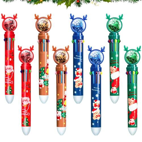 RoadLoo Weihnachten Kugelschreiber, 8 Stück Weihnachtsmann Kugelschreiber Weihnachts-Kugelschreiber Weihnachtskugelschreiber Gelschreiber Weihnachten Weihnachtsbaum Stift Geschenk Schule Schreibwaren von RoadLoo