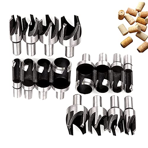 Zapfenbohrer Cutter Set,RoadLoo 16 Stück Holz Plug Cutter Bohrer Set Pfropfenbohrer Cutter Drill Zapfenfräser Holzbohrer Holz Plug Bits Plug Loch Cutter mit Größe 6mm / 10mm / 13mm / 16mm von RoadLoo