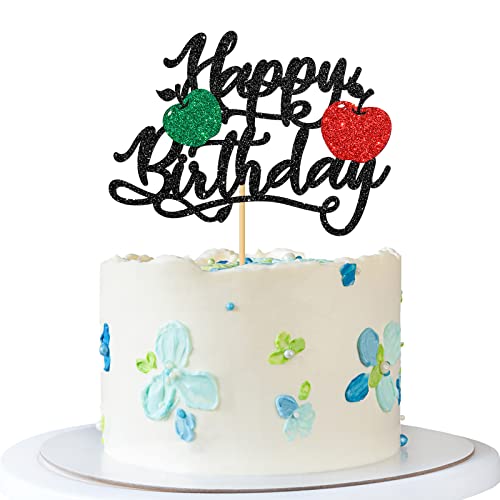 RoadSea Happy Birthday Apfel-Tortenaufsatz – Kindermädchen Junge Apfel Geburtstagstorte Zubehör – Prinzessin Prinz Geburtstag Party Dekorationen – Schwarzer Glitzer RoadSea Happy Birthday Apfel-Tortenaufsatz – Kindermädchen Junge Apfel Geburtstagstorte Zubehör – Prinzessin Prinz Geburtstag Party Dekorationen – Schwarzer Glitzer von RoadSea