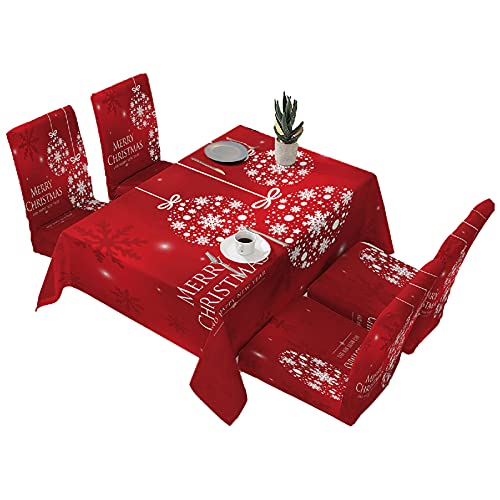 Dekorationsset für Weihnachten, Tischdecke mit weihnachtlichem Design, nicht verblassend, für Hochzeit, Party, Stuhlhusse für Esszimmer von Roadoor