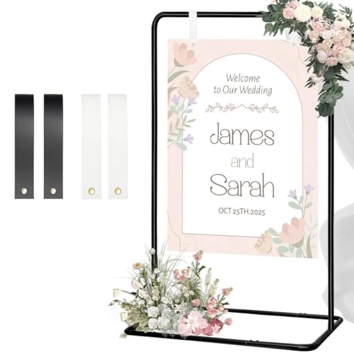 Roadtime Hochzeitsschild-Halter, 80*50*173cm, quadratischer Bogen-Präsentationsständer, robuster Staffelei-Ständer für Schilder mit 2 Lederriemen, geeignet für Sitztabelle, Empfang, Poster (schwarz) Roadtime Hochzeitsschild-Halter, 80*50*173cm, quadratischer Bogen-Präsentationsständer, robuster Staffelei-Ständer für Schilder mit 2 Lederriemen, geeignet für Sitztabelle, Empfang, Poster (schwarz) von Roadtime