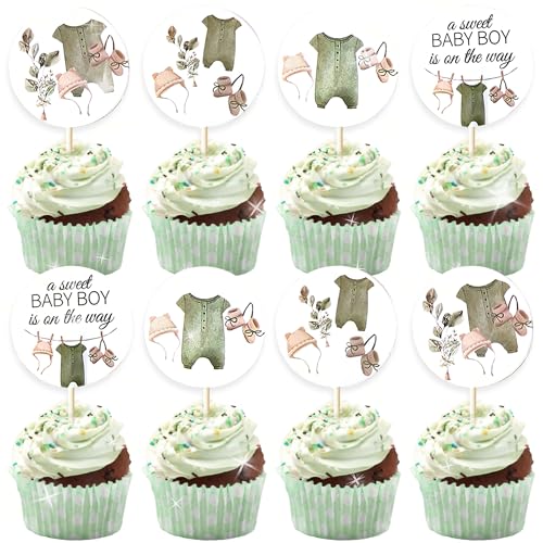 Babyboy Cake Topper Boho Cupcake Toppers Junge BabyDusche Cupcake Toppers BabyDusche Kleidung Dekorationen Salbei Grün ein süßes Junge ist auf dem Weg Dekorationen Babyboy Cake Topper Boho Cupcake Toppers Junge BabyDusche Cupcake Toppers BabyDusche Kleidung Dekorationen Salbei Grün ein süßes Junge ist auf dem Weg Dekorationen von Roaring Good Time