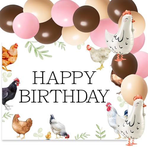 Bauernhof Huhn Geburtstag Dekorationen Huhn Luftballons Rosa Orange Party Dekorationen Rosa Orange Gelbe Luftballons This Chick Is One Geburtstagsparty von Roaring Good Time