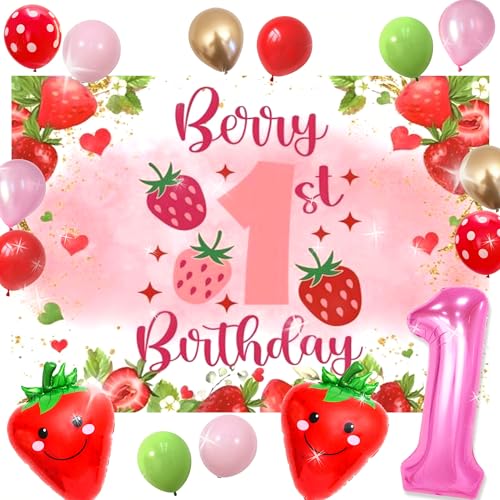 Berry First Birthday Party Decoration Backdrop Strawberry 1st Birthday Decorations Berry Sweet One Party Balloons for One Year Old Girl Berry First Birthday Party Decoration Backdrop Strawberry 1st Birthday Decorations Berry Sweet One Party Balloons for One Year Old Girl von Roaring Good Time
