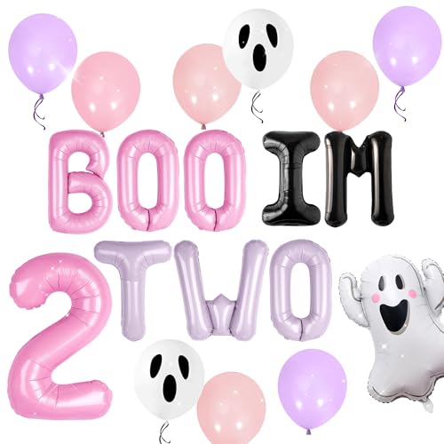 Boo I'm Two Halloween Birthday Party Decor Boo I'm Two Banner Ghost Balloons for Girls Pink Halloween 2nd Birthday Decorations von Roaring Good Time