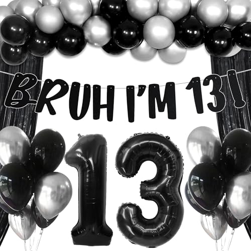 Bruh IM 13 Birthday Decor It's My Birthday Decorations Banner Preteen and Teen Party Decorations Black Balloons Bruh Party Supplies von Roaring Good Time