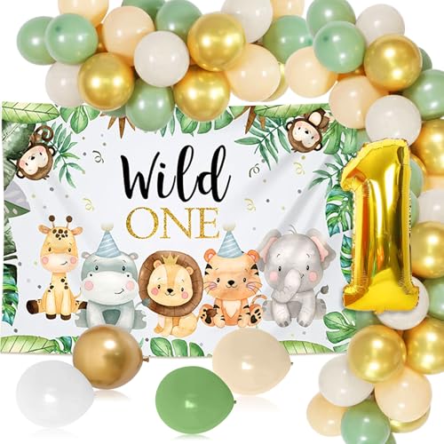 Dschungel 1. Geburtstag Dekorationen für Jungen Mädchen Safari Wild One Birthday Dekorationen Salbeigrün Ballon Tier Dschungel Thema Party Supplies Dschungel 1. Geburtstag Dekorationen für Jungen Mädchen Safari Wild One Birthday Dekorationen Salbeigrün Ballon Tier Dschungel Thema Party Supplies von Roaring Good Time