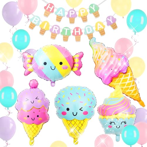 Eiscreme-Geburtstags-Banner, Luftballons, Dekoration, Mädchen, zwei süße Donuts, Party-Dekorationen für Kinder, Mädchen, Donut-Aufwachsen, Geburtstagsparty-Zubehör Eiscreme-Geburtstags-Banner, Luftballons, Dekoration, Mädchen, zwei süße Donuts, Party-Dekorationen für Kinder, Mädchen, Donut-Aufwachsen, Geburtstagsparty-Zubehör von Roaring Good Time