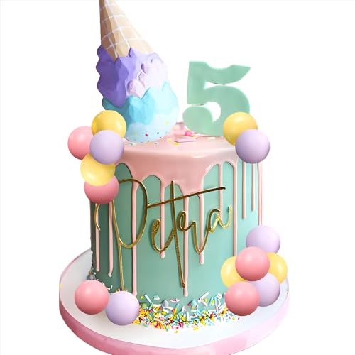 Eiscreme Tortendekoration Candyland Kuchendeko mit Eiscreme Süßigkeiten Tortenaufleger Süßes Thema Geburtstag Eisdiele Kuchen Topper für BabyDusche Mädchen Jungen Party Zubehör von Roaring Good Time