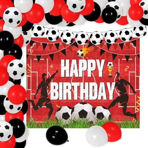 Fußball Geburtstag Dekorationen rot und weiß für Jungen Fußball alles Gute zum Geburtstag Banner Folie Ballons Fußball Party Zubehör Fußball Geburtstag Dekorationen rot und weiß für Jungen Fußball alles Gute zum Geburtstag Banner Folie Ballons Fußball Party Zubehör von Roaring Good Time