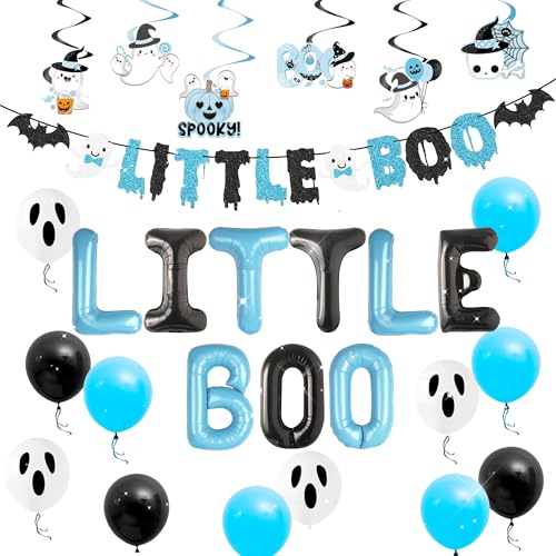 Little Boo Partydekoration, kleines Boo Banner Halloween Geisterballons für blau schwarz Halloween Junge Babyparty Dekorationen Little Boo Partydekoration, kleines Boo Banner Halloween Geisterballons für blau schwarz Halloween Junge Babyparty Dekorationen von Roaring Good Time