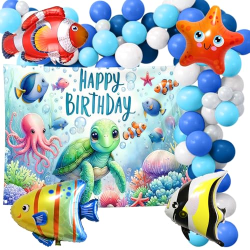 Ocean Happy Birthday Banner Hintergrund Luftballons Meeresschildkröte Hai Wal Strand Party Dekorationen Supplies Unter dem Meer Party Dekorationen Ocean Happy Birthday Banner Hintergrund Luftballons Meeresschildkröte Hai Wal Strand Party Dekorationen Supplies Unter dem Meer Party Dekorationen von Roaring Good Time