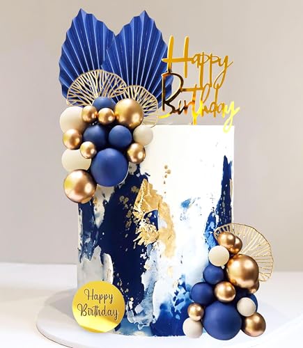 Roaring Good Time Blaue und goldene Kuchenkugeln, blaue Happy Birthday-Kuchenaufsatz, goldene Kuchenkugeln für Geburtstag, Hochzeit, Jahrestag Roaring Good Time Blaue und goldene Kuchenkugeln, blaue Happy Birthday-Kuchenaufsatz, goldene Kuchenkugeln für Geburtstag, Hochzeit, Jahrestag von Roaring Good Time