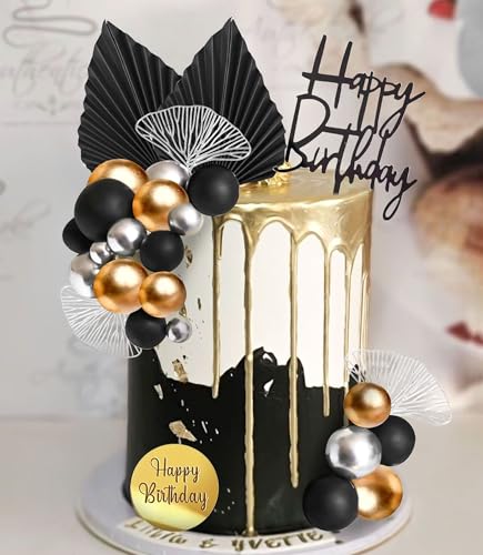 Roaring Good Time Champagner Tortendekoration Schwarze Kugeln Tortendekoration Silberne Palmblätter Tortenaufleger Schwarz Gold Kugel für Hochzeit Geburtstag Jahrestag Roaring Good Time Champagner Tortendekoration Schwarze Kugeln Tortendekoration Silberne Palmblätter Tortenaufleger Schwarz Gold Kugel für Hochzeit Geburtstag Jahrestag von Roaring Good Time