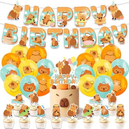 Roaring Good Time Capybara Geburtstag Party Dekorationen Zubehör Happy Birthday Banner Cupcake Muffin Kuchen Ballons Roaring Good Time Capybara Geburtstag Party Dekorationen Zubehör Happy Birthday Banner Cupcake Muffin Kuchen Ballons von Roaring Good Time