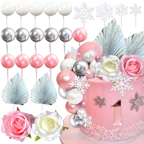 Roaring Good Time Rosa Schneeflocken Kuchendekoration Winter Onederland Kuchendekoration Blumen Kugeln Cake Topper für Hochzeit Dekoration und Winter Themed Birthday Party Supplies Roaring Good Time Rosa Schneeflocken Kuchendekoration Winter Onederland Kuchendekoration Blumen Kugeln Cake Topper für Hochzeit Dekoration und Winter Themed Birthday Party Supplies von Roaring Good Time