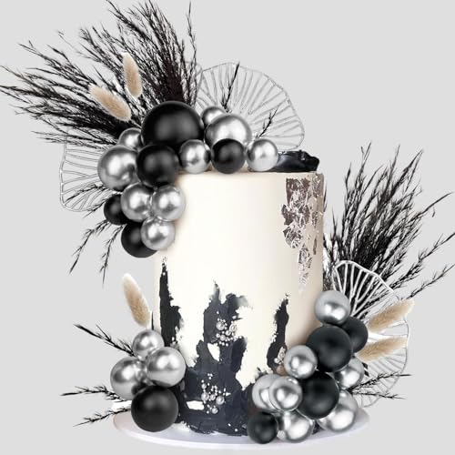 Roaring Good Time Schwarz Silber Kugeln Cake Topper Palmenblätter Schwarze Kuchendekoration für BabyShower Geburtstag Hochzeit Jahrestag Brautdusche Roaring Good Time Schwarz Silber Kugeln Cake Topper Palmenblätter Schwarze Kuchendekoration für BabyShower Geburtstag Hochzeit Jahrestag Brautdusche von Roaring Good Time