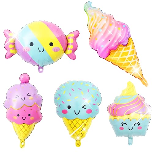 Süßigkeiten-Ballon-Dekoration, bunte Eiscreme-Dessert-Folienballons, Süßigkeiten-Geburtstagsparty-Dekorationen für Kinder, Mädchen, Babyparty, Motto-Party Süßigkeiten-Ballon-Dekoration, bunte Eiscreme-Dessert-Folienballons, Süßigkeiten-Geburtstagsparty-Dekorationen für Kinder, Mädchen, Babyparty, Motto-Party von Roaring Good Time
