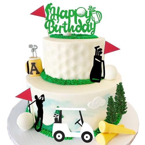 Tortenaufsatz mit Golf-Motiv "Happy Birthday", Golfwagen, Baum, Kuchendekoration, Sportthema, Mann, Jungen, Mädchen, Geburtstagskuchendekorationen für Golf-Themenparty-Zubehör Tortenaufsatz mit Golf-Motiv "Happy Birthday", Golfwagen, Baum, Kuchendekoration, Sportthema, Mann, Jungen, Mädchen, Geburtstagskuchendekorationen für Golf-Themenparty-Zubehör von Roaring Good Time