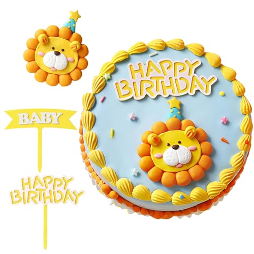 RobLuX 5 PCS Tortendeko Gelbe Löwen Tiere Geburtstag Tortendeko Deko 1. Geburtstag Junge mit HAPPY BIRTHDAY und BABY Papierstau 2 Hintergrundständer für Party Kinder Mädchen Baby RobLuX 5 PCS Tortendeko Gelbe Löwen Tiere Geburtstag Tortendeko Deko 1. Geburtstag Junge mit HAPPY BIRTHDAY und BABY Papierstau 2 Hintergrundständer für Party Kinder Mädchen Baby von RobLuX