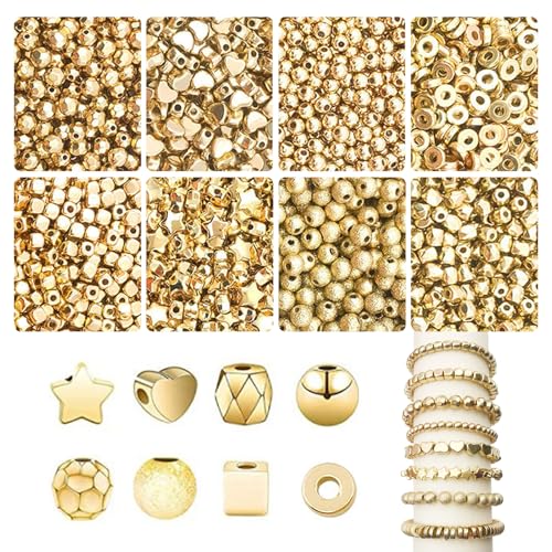 RobLuX 800 Perlen Gold 3-6mm Goldene Perlen Plastik Perlen zum auffädeln mit 1 Rolle 6m Kristallelastischer Faden Bastelperlen zum Auffädeln für Armband Halsketten Schmuck DIY Handwerk RobLuX 800 Perlen Gold 3-6mm Goldene Perlen Plastik Perlen zum auffädeln mit 1 Rolle 6m Kristallelastischer Faden Bastelperlen zum Auffädeln für Armband Halsketten Schmuck DIY Handwerk von RobLuX