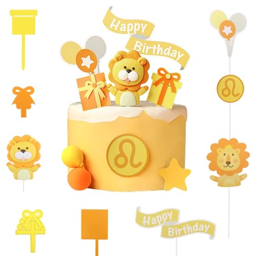 RobLuX 9 PCS Tortendeko Geburtstag Gelbe Löwen Cute Tiere Tortendeko deko 1. geburtstag junge Löwe Ballonkarton 4er HAPPY BIRTHDAY Papierstau Leo-Karte tortendeko für Geburtstag Party RobLuX 9 PCS Tortendeko Geburtstag Gelbe Löwen Cute Tiere Tortendeko deko 1. geburtstag junge Löwe Ballonkarton 4er HAPPY BIRTHDAY Papierstau Leo-Karte tortendeko für Geburtstag Party von RobLuX