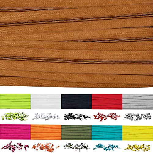 20m Endlosreißverschluss 5mm mit 40 zipper reißverschluss endlos Hellbraun 20m Endlosreißverschluss 5mm mit 40 zipper reißverschluss endlos Hellbraun von Roban Fashion