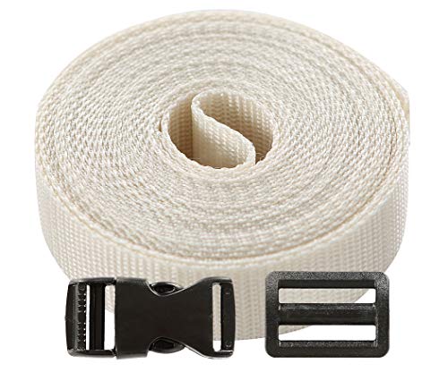 Roban Fashion Gurtband Polypropylen 5m mit Schnallen Klickverschluss/Klippverschluss x5 und x10 Leiterschnallen 20mm,Creme Roban Fashion Gurtband Polypropylen 5m mit Schnallen Klickverschluss/Klippverschluss x5 und x10 Leiterschnallen 20mm,Creme von Roban Fashion